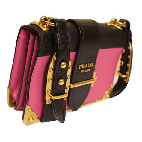 Prada Cahier Chain Clutch City Calf and Saffiano Black 3065031